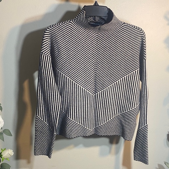 Cynthia Rowley Sweaters - Cynthia Rowley Black and White Chevron Turtleneck Sweater